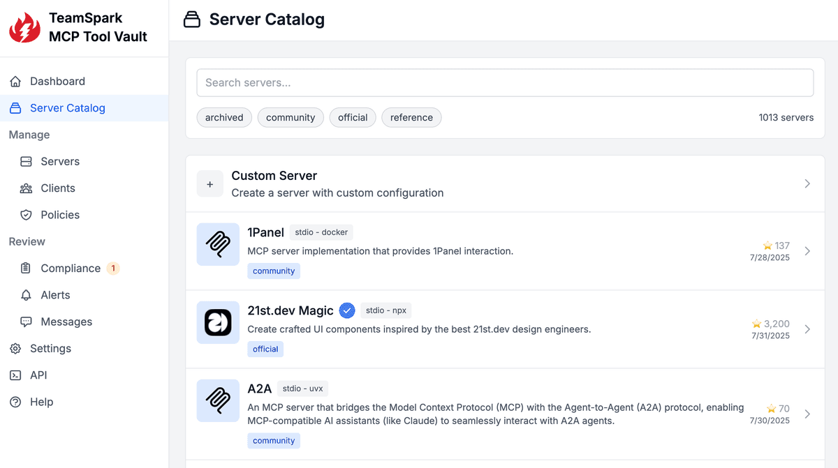 Server Catalog