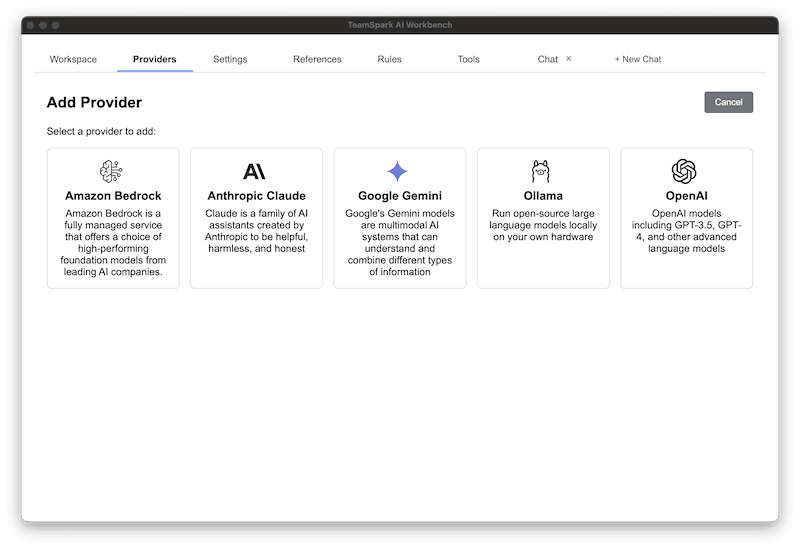 Providers Screenshot